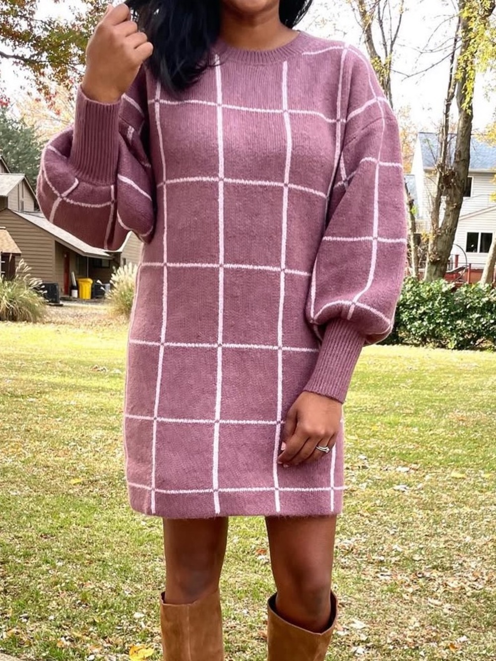 a new day Windowpane Sweater Dress